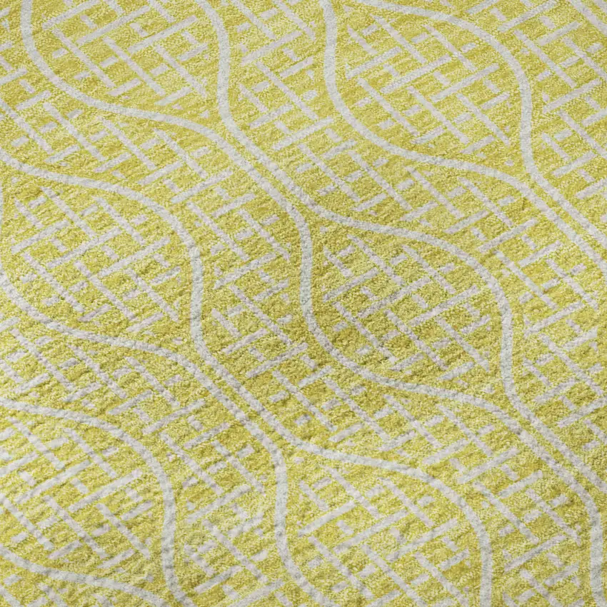 Yellow And Ivory Geometric Washable Area Rug With UV Protection Photo 9