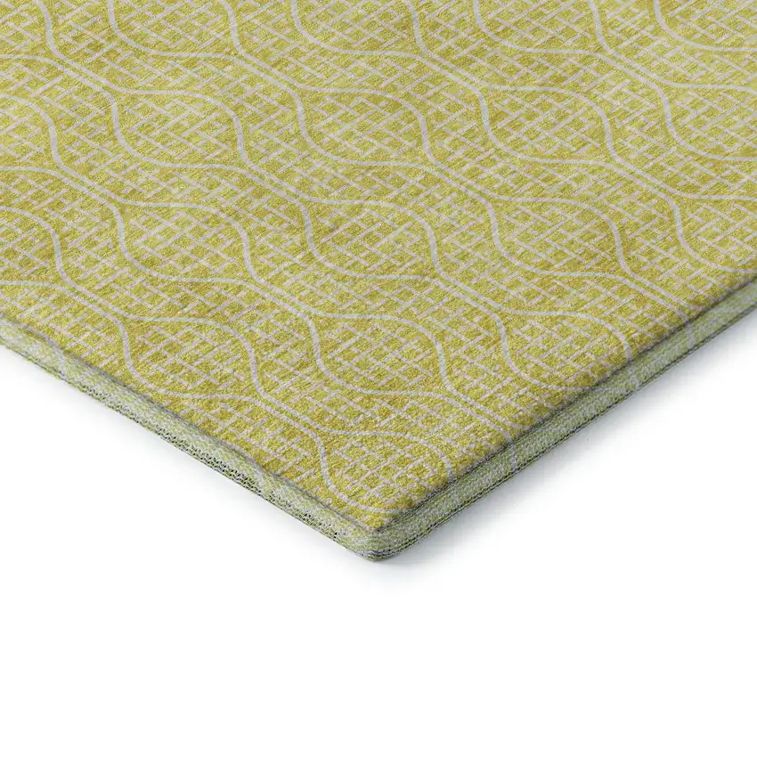 Yellow And Ivory Geometric Washable Area Rug With UV Protection Photo 8