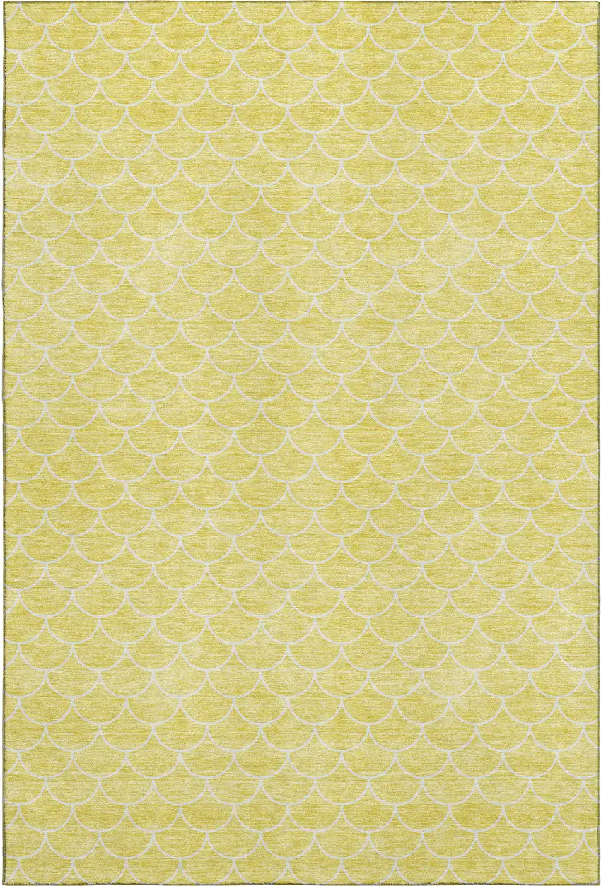 Yellow And Ivory Geometric Washable Area Rug With UV Protection Photo 1