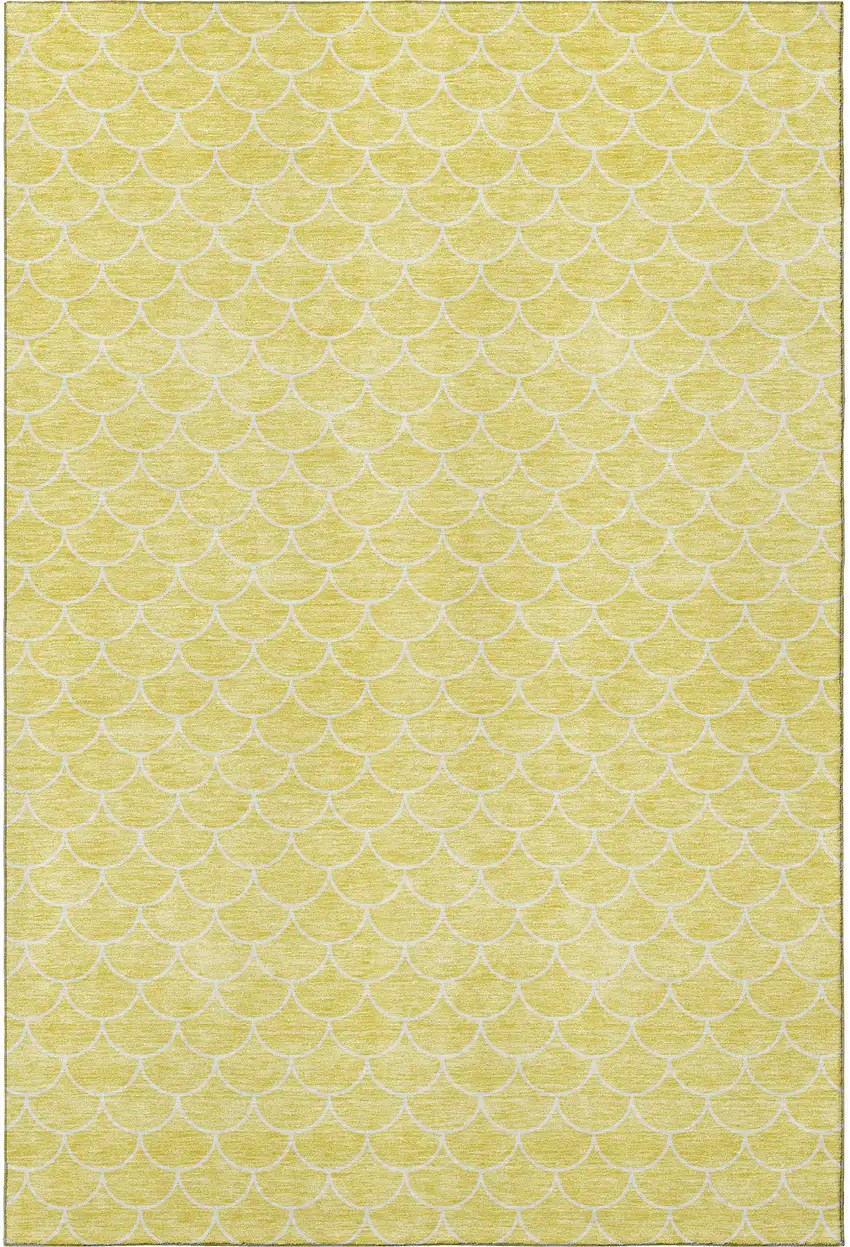 Yellow And Ivory Geometric Washable Area Rug With UV Protection Photo 3
