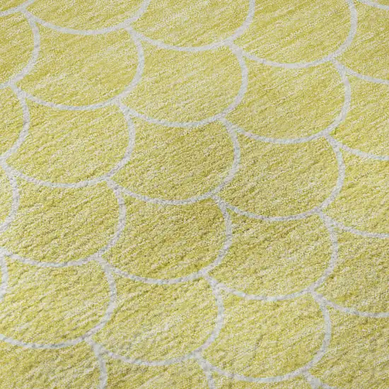 Yellow And Ivory Geometric Washable Area Rug With UV Protection Photo 9