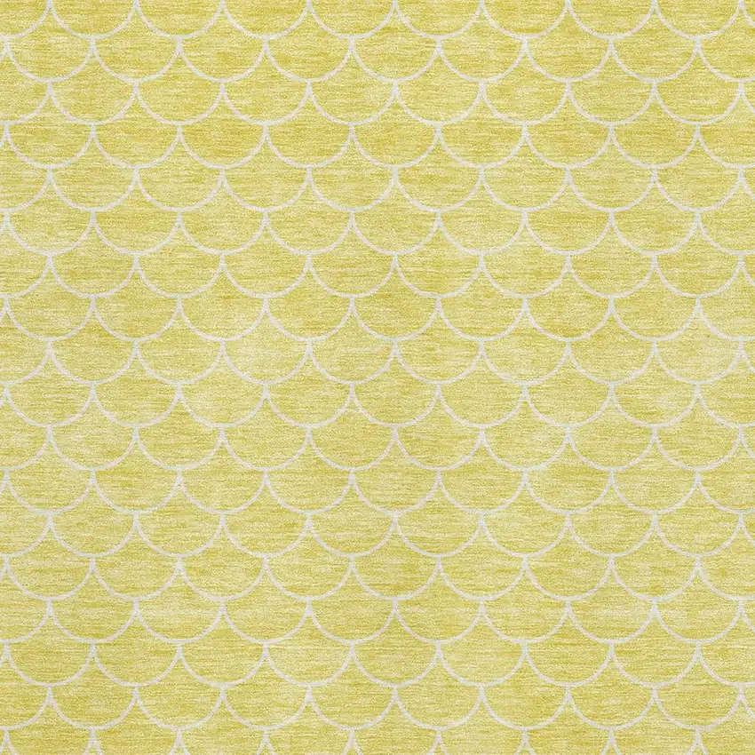 Yellow And Ivory Geometric Washable Area Rug With UV Protection Photo 2