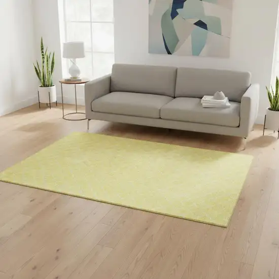 Yellow And Ivory Geometric Washable Area Rug With UV Protection Photo 2