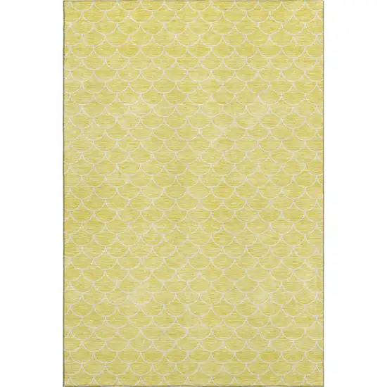 Yellow And Ivory Geometric Washable Area Rug With UV Protection Photo 1