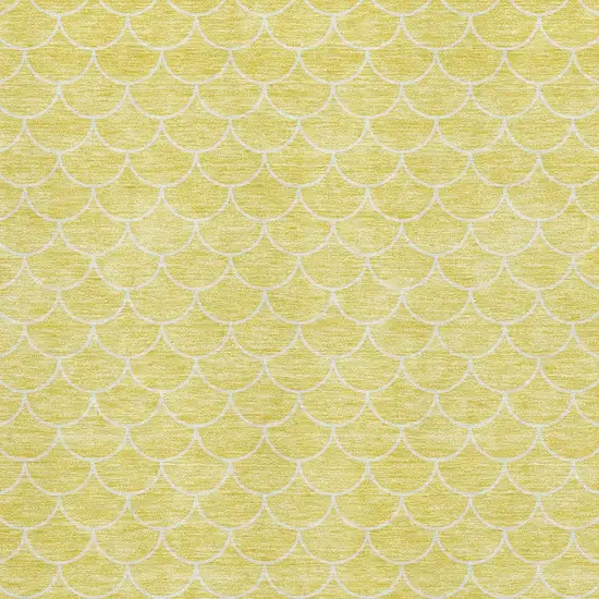 Yellow And Ivory Geometric Washable Area Rug With UV Protection Photo 2