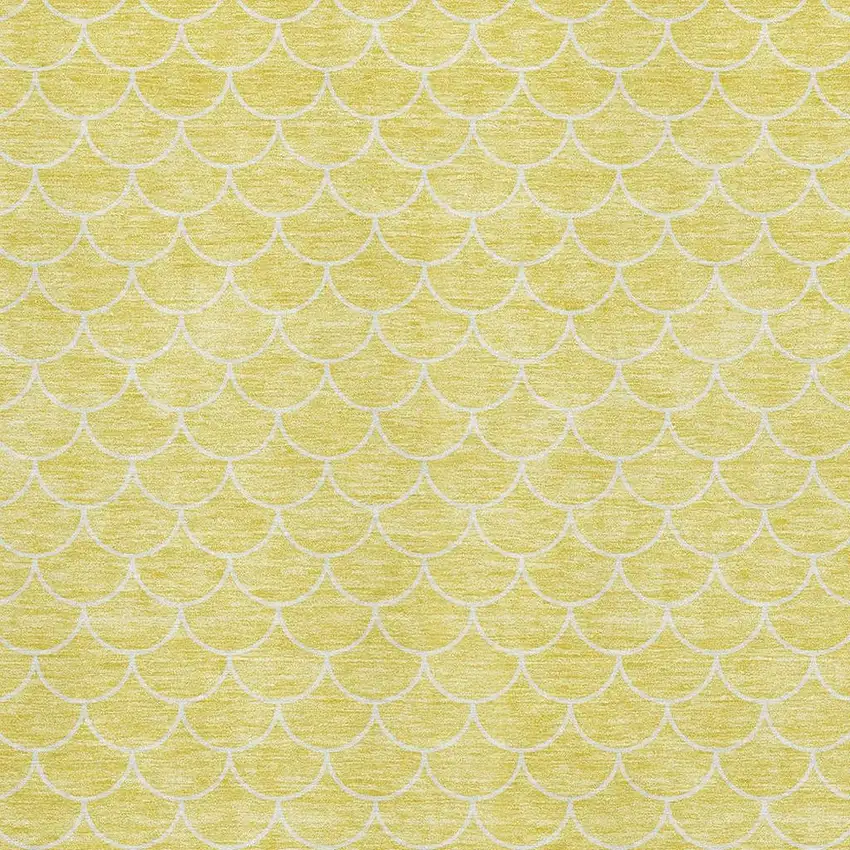 Yellow And Ivory Geometric Washable Area Rug With UV Protection Photo 2
