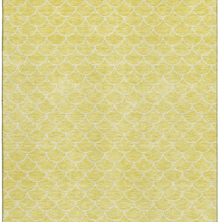 Yellow And Ivory Geometric Washable Area Rug With UV Protection Photo 3