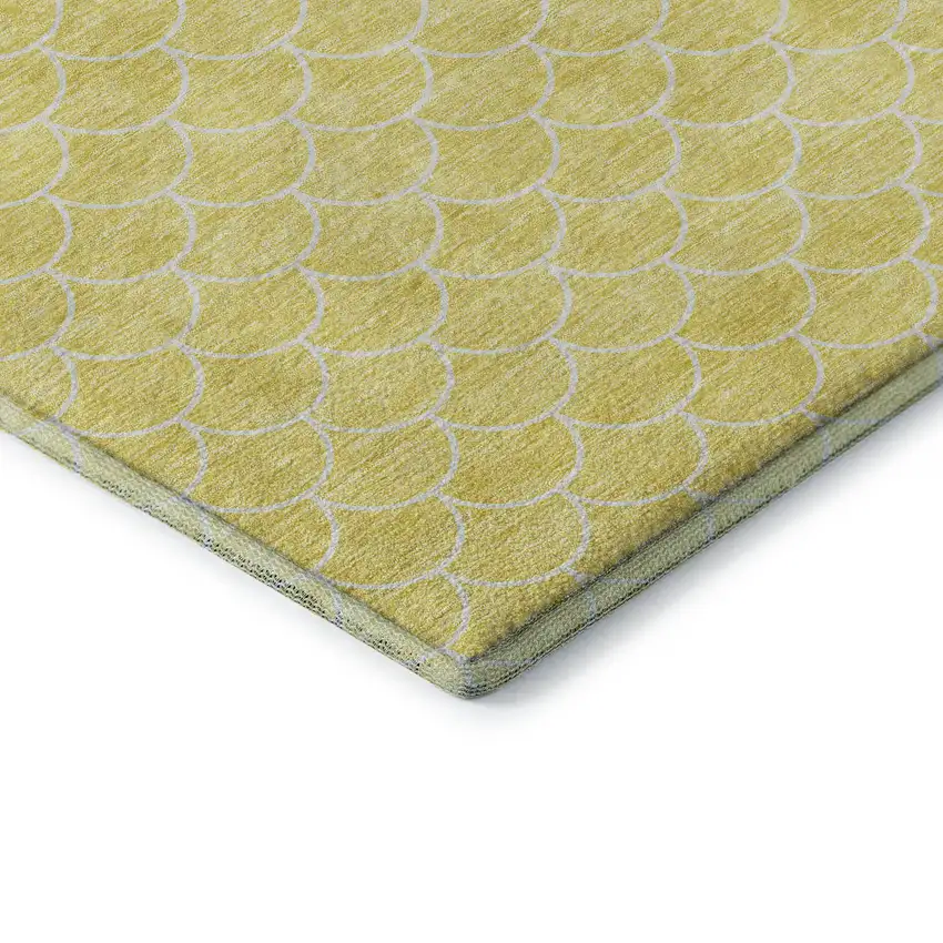Yellow And Ivory Geometric Washable Area Rug With UV Protection Photo 7