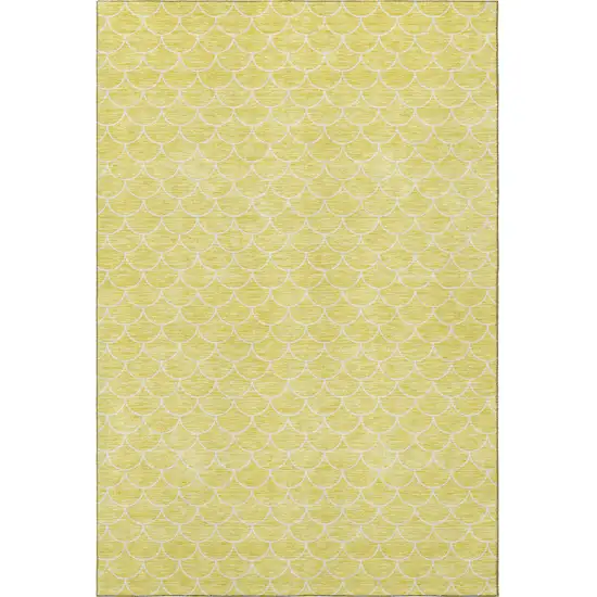 Yellow And Ivory Geometric Washable Area Rug With UV Protection Photo 3
