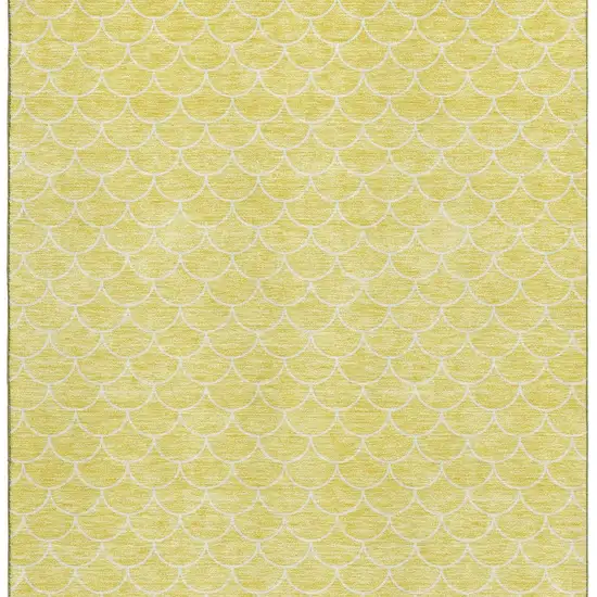 Yellow And Ivory Geometric Washable Area Rug With UV Protection Photo 2