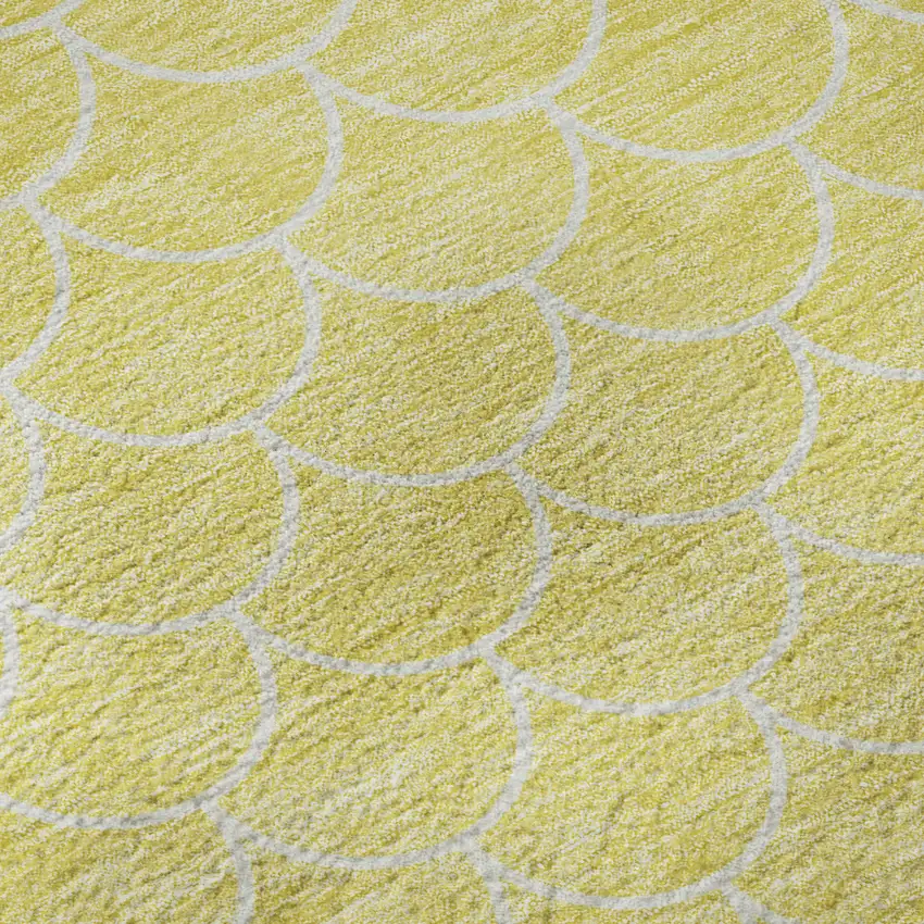Yellow And Ivory Geometric Washable Area Rug With UV Protection Photo 9