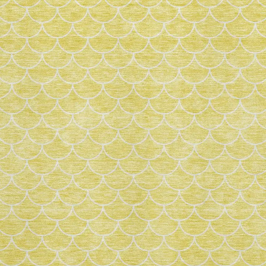 Yellow And Ivory Geometric Washable Area Rug With UV Protection Photo 2