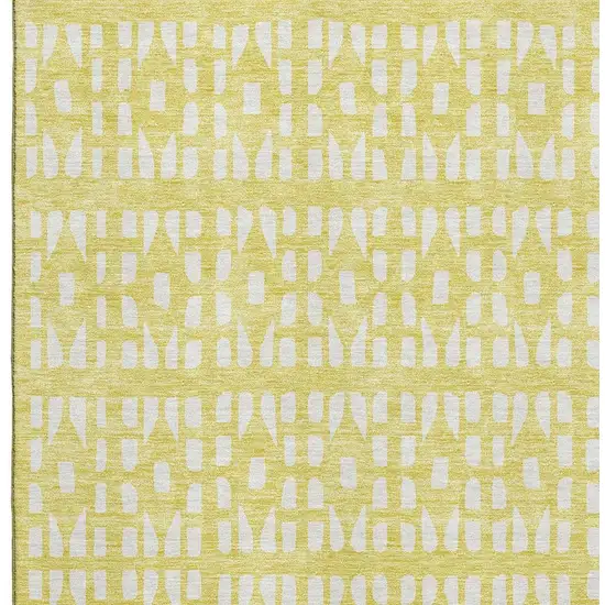 Yellow And Ivory Geometric Washable Area Rug With UV Protection Photo 2
