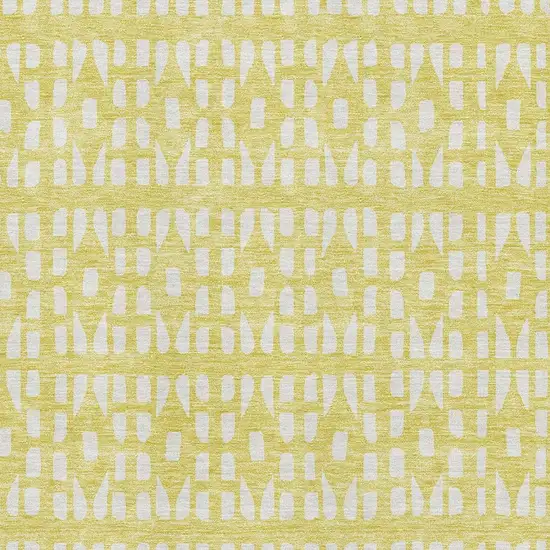 Yellow And Ivory Geometric Washable Area Rug With UV Protection Photo 2