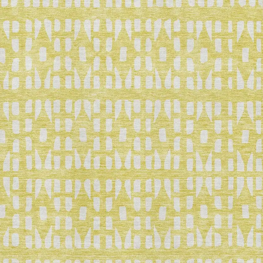 Yellow And Ivory Geometric Washable Area Rug With UV Protection Photo 2