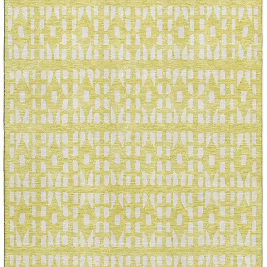 Yellow And Ivory Geometric Washable Area Rug With UV Protection Photo 3