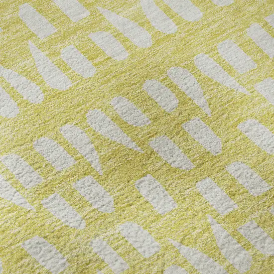 Yellow And Ivory Geometric Washable Area Rug With UV Protection Photo 9