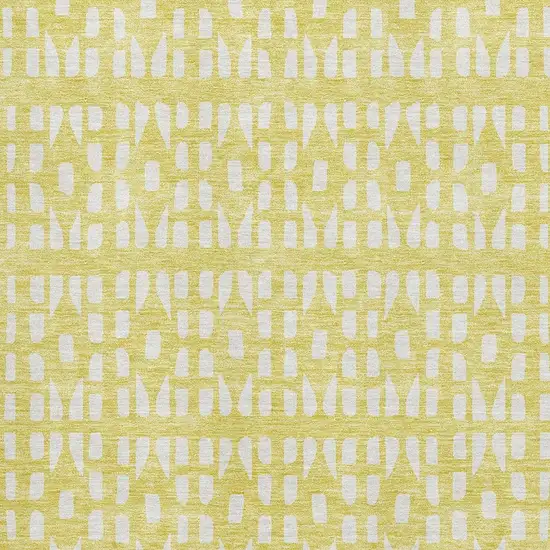 Yellow And Ivory Geometric Washable Area Rug With UV Protection Photo 2