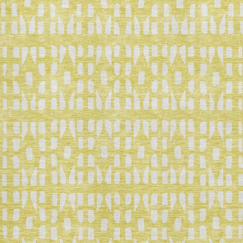 Yellow And Ivory Geometric Washable Area Rug With UV Protection Photo 2