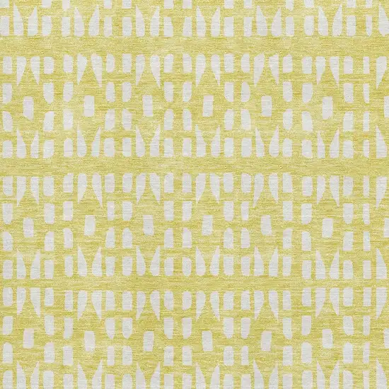 Yellow And Ivory Geometric Washable Area Rug With UV Protection Photo 2