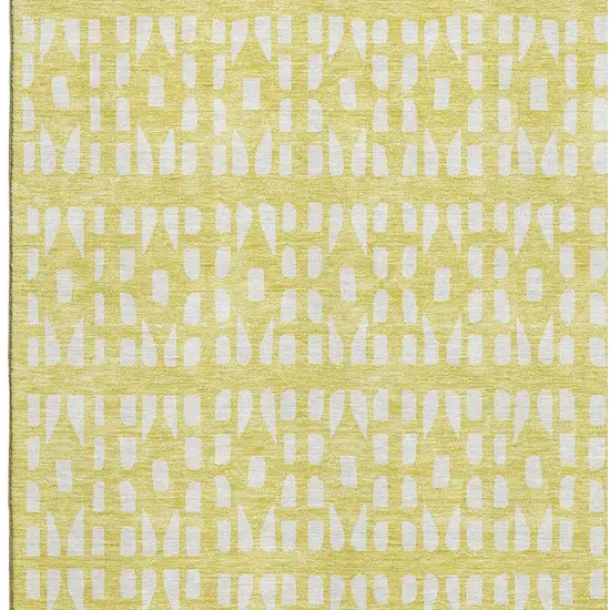 Yellow And Ivory Geometric Washable Area Rug With UV Protection Photo 2