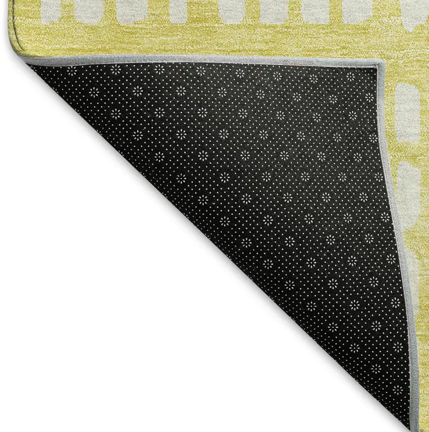 Yellow And Ivory Geometric Washable Area Rug With UV Protection Photo 6