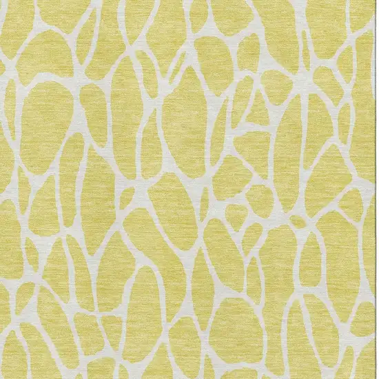 Yellow And Ivory Geometric Washable Area Rug With UV Protection Photo 2
