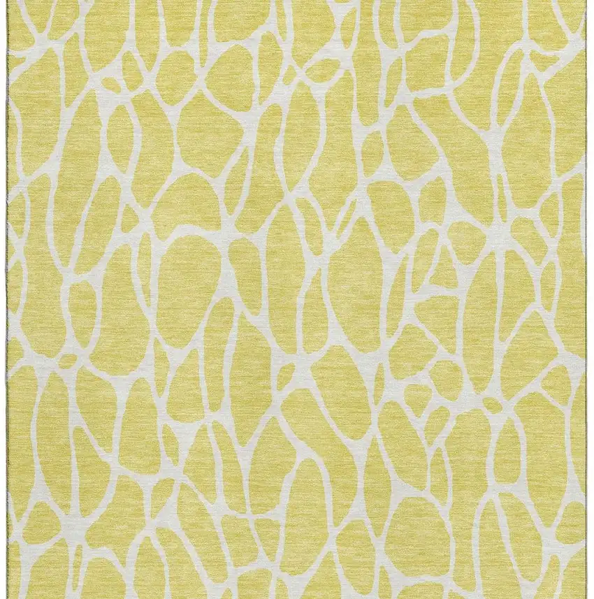 Yellow And Ivory Geometric Washable Area Rug With UV Protection Photo 3