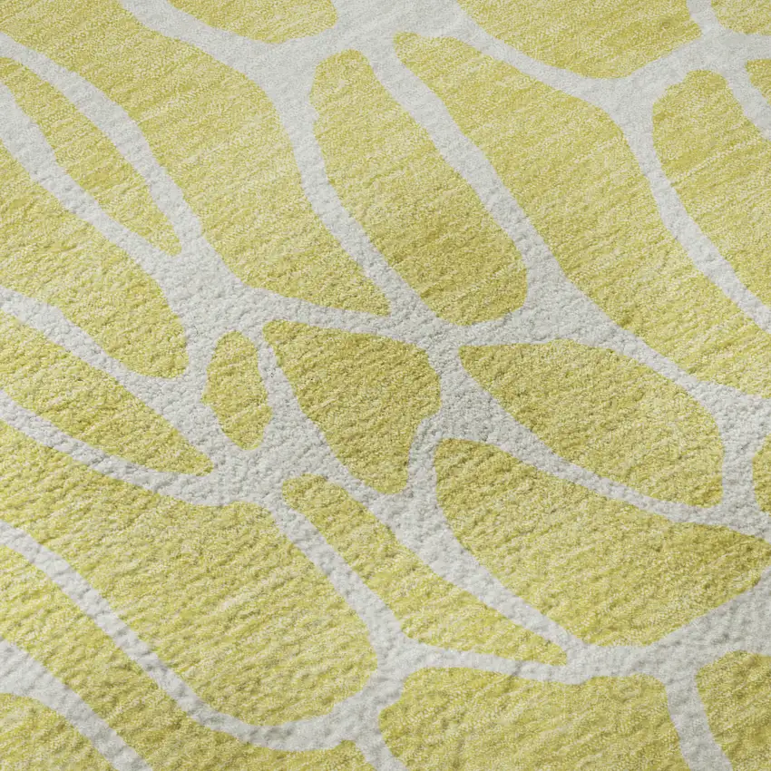 Yellow And Ivory Geometric Washable Area Rug With UV Protection Photo 9