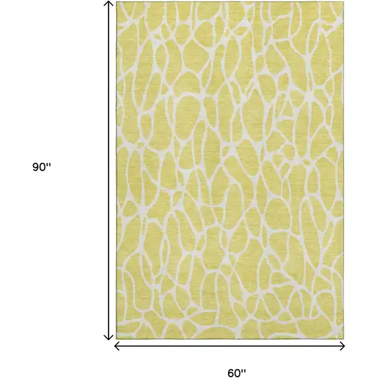 Yellow And Ivory Geometric Washable Area Rug With UV Protection Photo 8