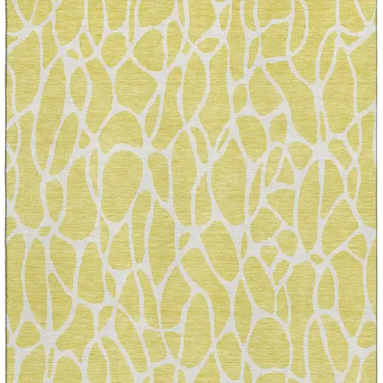 Yellow And Ivory Geometric Washable Area Rug With UV Protection Photo 2