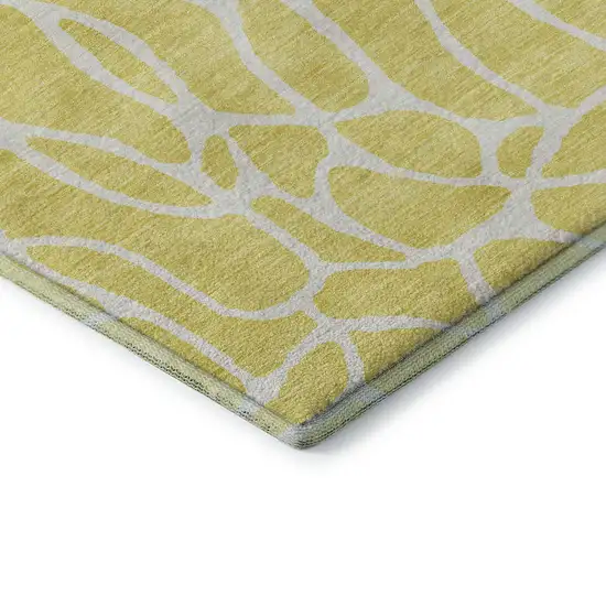 Yellow And Ivory Geometric Washable Area Rug With UV Protection Photo 7