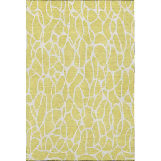 Yellow And Ivory Geometric Washable Area Rug With UV Protection Photo 3