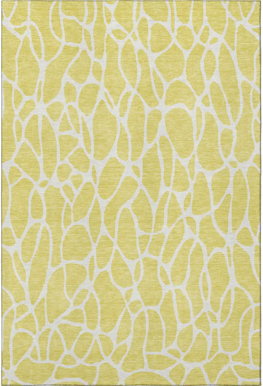 Yellow And Ivory Geometric Washable Area Rug With UV Protection Photo 3