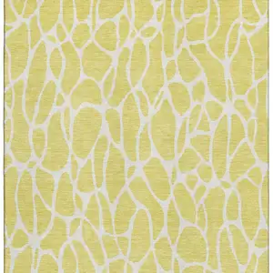 Photo of Yellow And Ivory Geometric Washable Area Rug With UV Protection