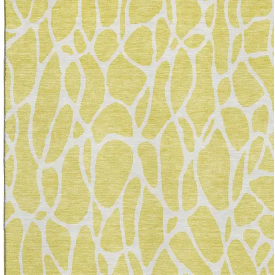 Yellow And Ivory Geometric Washable Area Rug With UV Protection Photo 2