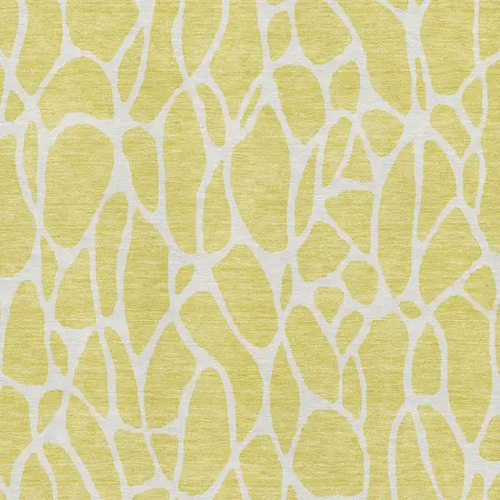 Yellow And Ivory Geometric Washable Area Rug With UV Protection Photo 2