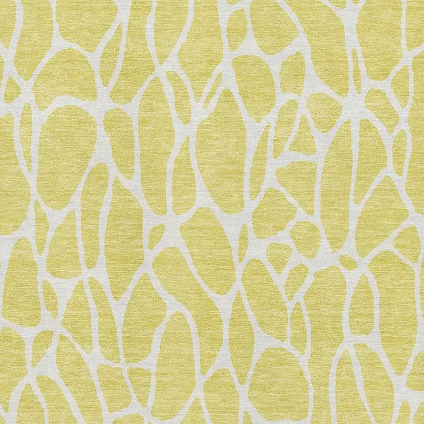 Yellow And Ivory Geometric Washable Area Rug With UV Protection Photo 2