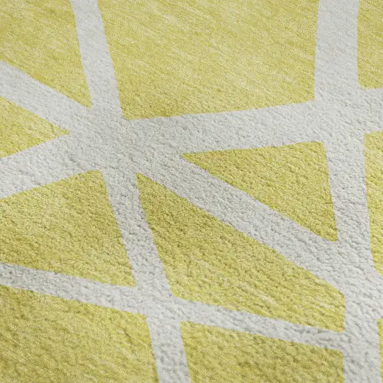 Yellow And Ivory Geometric Washable Area Rug With UV Protection Photo 2
