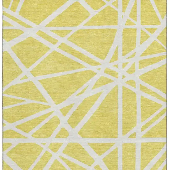 Yellow And Ivory Geometric Washable Area Rug With UV Protection Photo 4