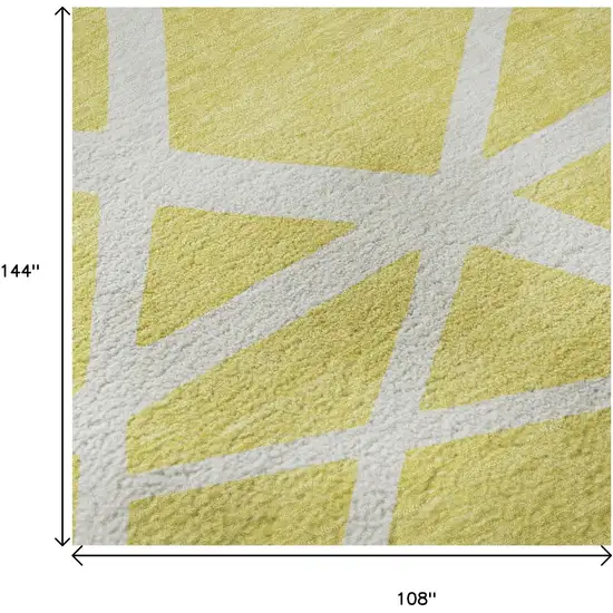 Yellow And Ivory Geometric Washable Area Rug With UV Protection Photo 8