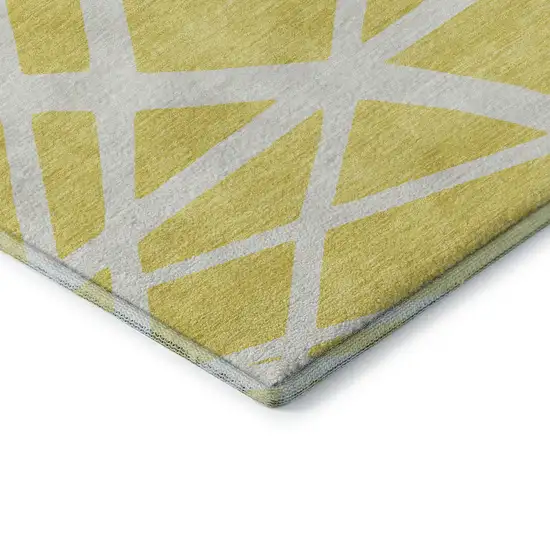 Yellow And Ivory Geometric Washable Area Rug With UV Protection Photo 7