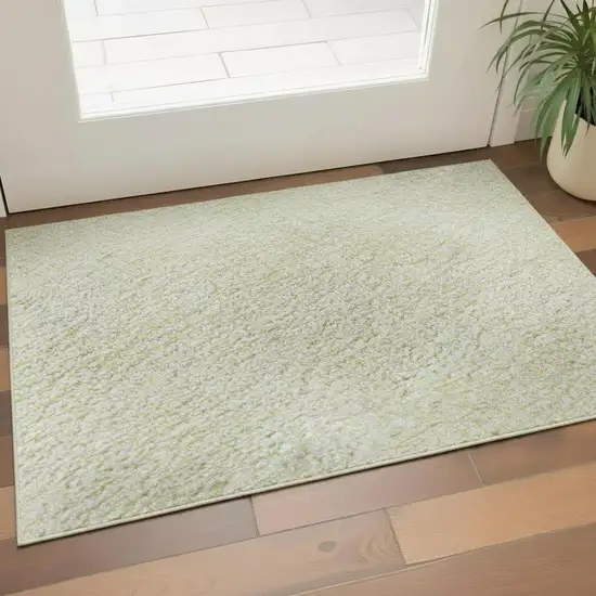 Yellow And Ivory Geometric Washable Area Rug With UV Protection Photo 2