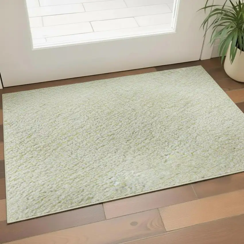 Yellow And Ivory Geometric Washable Area Rug With UV Protection Photo 2