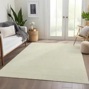 Photo of Yellow And Ivory Geometric Washable Area Rug With UV Protection