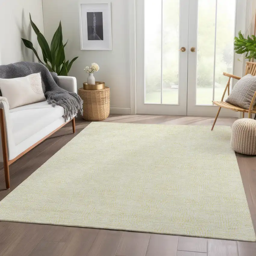 Yellow And Ivory Geometric Washable Area Rug With UV Protection Photo 3