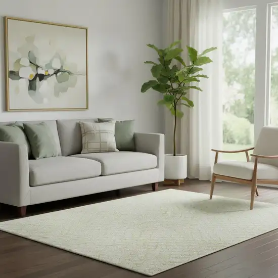 Yellow And Ivory Geometric Washable Area Rug With UV Protection Photo 2