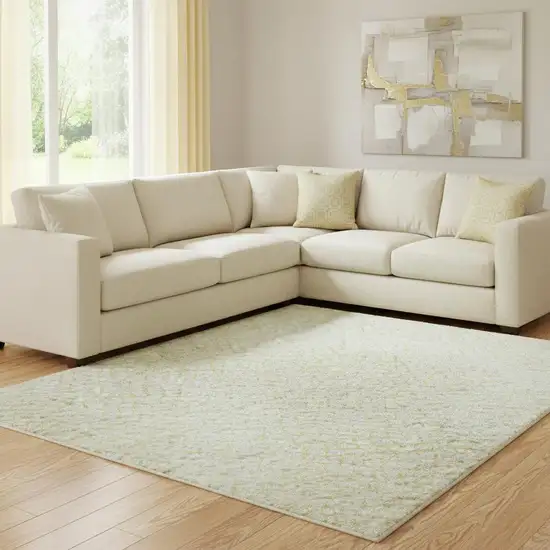 Yellow And Ivory Geometric Washable Area Rug With UV Protection Photo 2