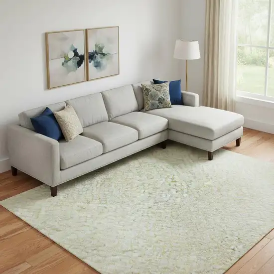 Yellow And Ivory Geometric Washable Area Rug With UV Protection Photo 2