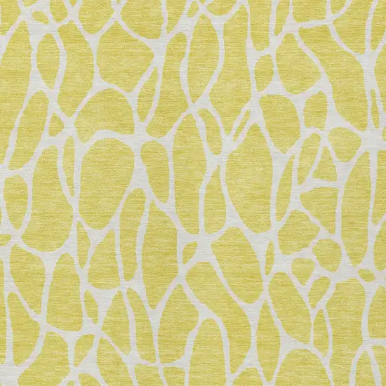 Yellow And Ivory Geometric Washable Indoor Outdoor Area Rug Photo 6